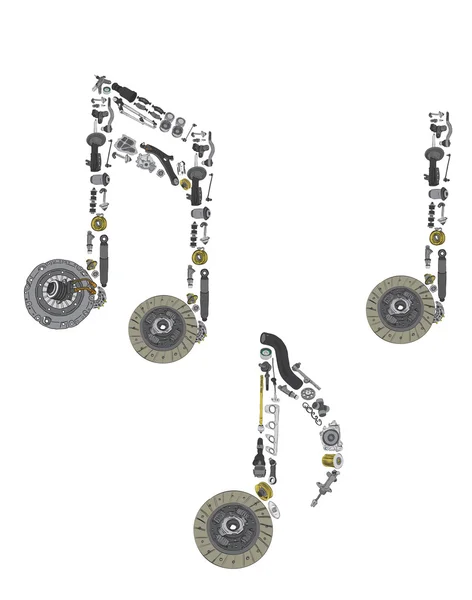 Segnaletica musicale assemblata da ricambi auto — Foto Stock