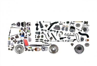 Images truck assembled from new spare parts clipart