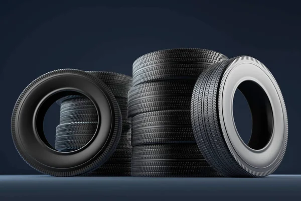 Imagem dos pneus de roda em alta resolução. Imagem 3d — Fotografia de Stock