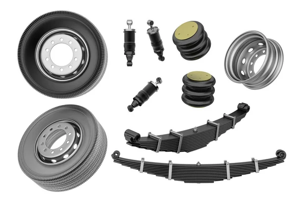 상업용 트럭을 위한 많은 새로운 자동차 부품. — 스톡 사진