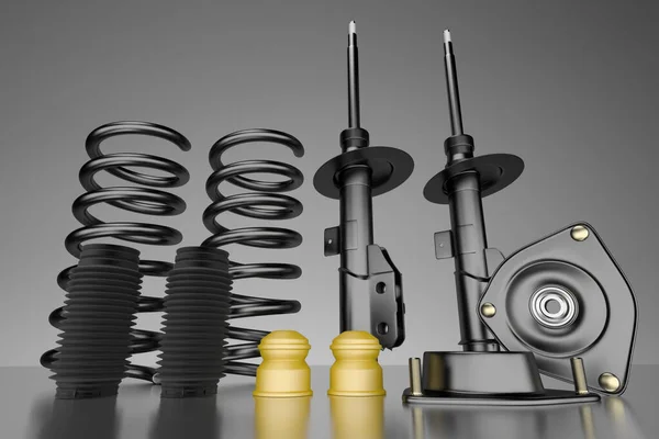 Penumpang mobil Shock Absorber dengan tutup debu, buffer mounting dan strut mounting . — Stok Foto