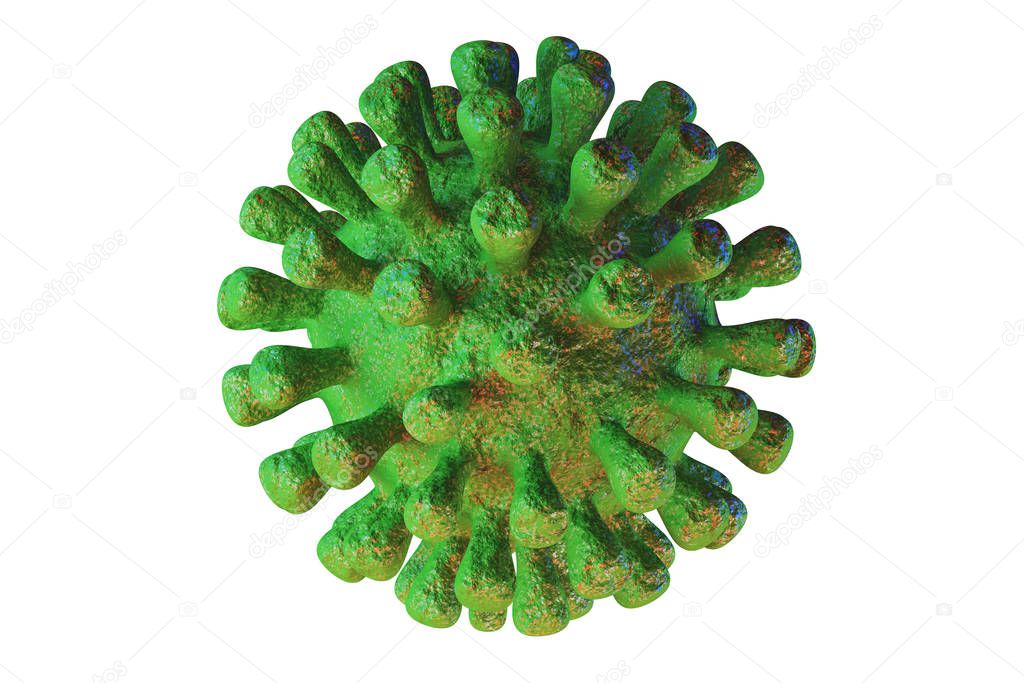 3D Rendering of contagious HIV AIDS, Flur or Coronavirus