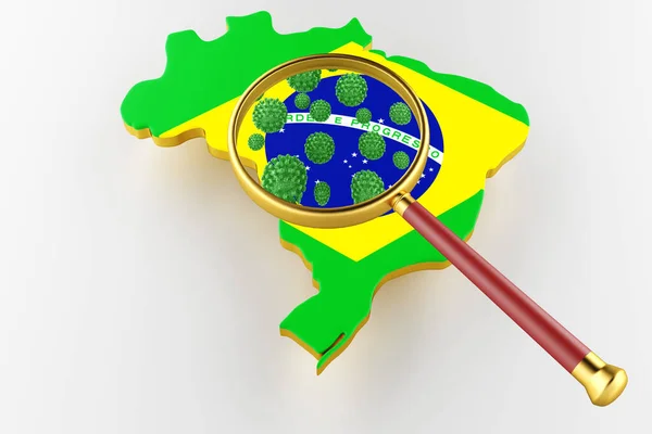 Besmettelijke Hiv Aids, Flur of Coronavirus met Brazilië kaart. 3d destructie — Stockfoto