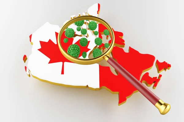 HIV AIDS contagiosa, Flur ou Coronavirus com mapa do Canadá. Renderização 3D — Fotografia de Stock