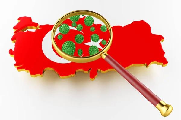 HIV AIDS contagioso, Flur o Coronavirus con mappa turca. Rendering 3D — Foto Stock