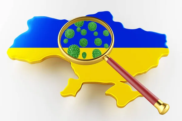 伝染性のHIVエイズ、フラーまたはウクライナ地図とコロナウイルス。3Dレンダリング — ストック写真