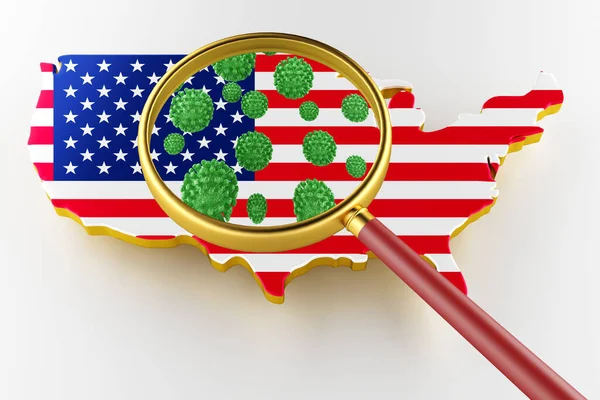 Bulaşıcı Hiv Aids, Flur veya Usa haritalı Coronavirus. 3d oluşturma