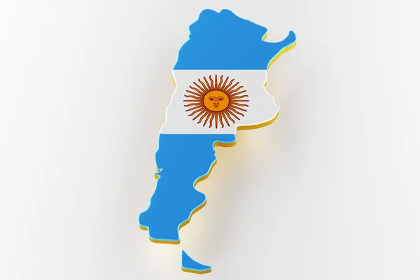 Mapa de Argentina frontera terrestre con la bandera. Argentina mapa sobre fondo blanco. renderizado 3d — Foto de Stock