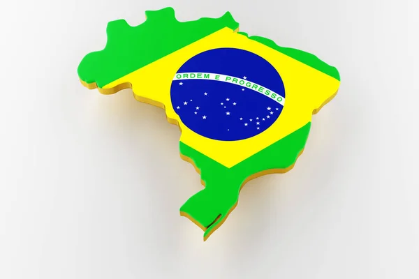 Brazilië kaart op witte achtergrond. 3d destructie — Stockfoto