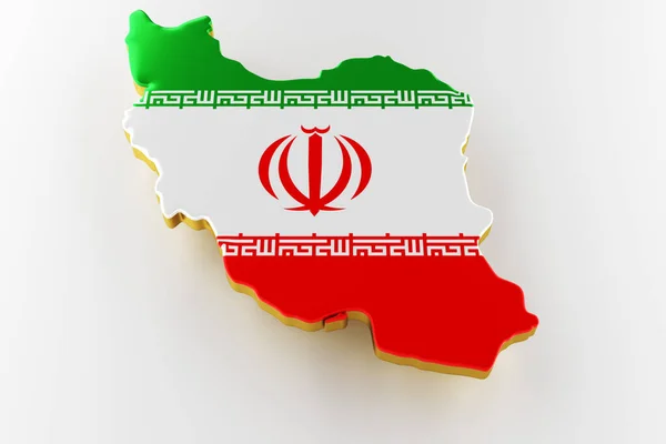 Mapa de Irán frontera terrestre con la bandera. Mapa de Irán sobre fondo blanco. renderizado 3d —  Fotos de Stock