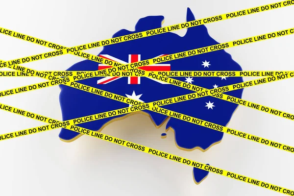 Concepto de crimen de Australia, investigación policial. Mapa 3D de Australia. renderizado 3d — Foto de Stock