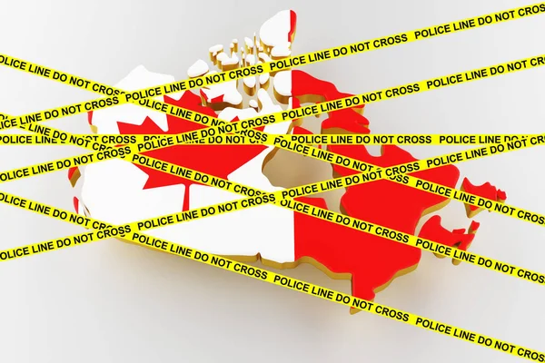 Concetto criminale canadese, indagine di polizia. Mappa 3D del Canada. rendering 3d — Foto Stock