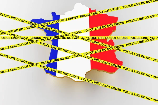 France crime concept, police investigation. 3D map of France. 3d rendering — Stockfoto