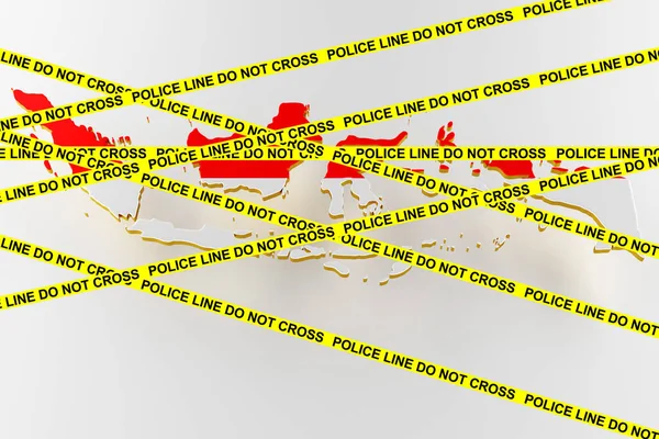 Indonesia crime concept, police investigation. 3D map of Indonesia. 3d rendering — Φωτογραφία Αρχείου
