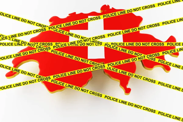 Switzerland crime concept, police investigation. 3D map of Switzerland. 3d rendering — Φωτογραφία Αρχείου