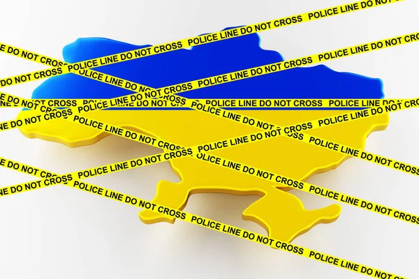 Ucraina concetto di crimine, indagine di polizia. Mappa 3D dell'Ucraina. rendering 3d — Foto Stock