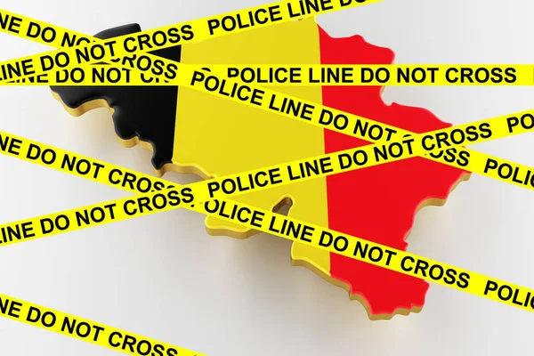 Bélgica concepto de crimen, investigación policial. Mapa 3D de Bélgica. renderizado 3d — Foto de Stock