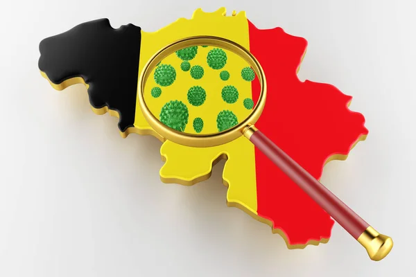 Virus 2019-ncov, Flur ou Coronavirus avec la carte de Belgique. rendu 3D — Photo