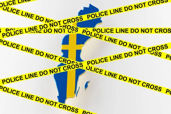 Sweden crime concept, police investigation. 3D map of Sweden. 3d rendering — ストック写真