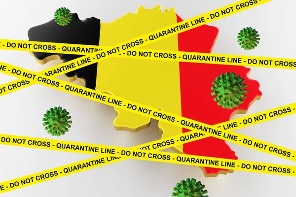 Belgium flag Sign caution coronavirus. 2019-nCoV. 3d render — Stock Photo, Image
