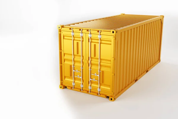 Un'immagine di alta qualità di un container giallo di 20 piedi su uno sfondo bianco . — Foto Stock