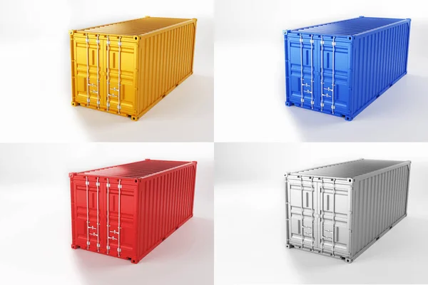 A high quality image of 20ft shipping containers on a white background. — Stock Photo, Image