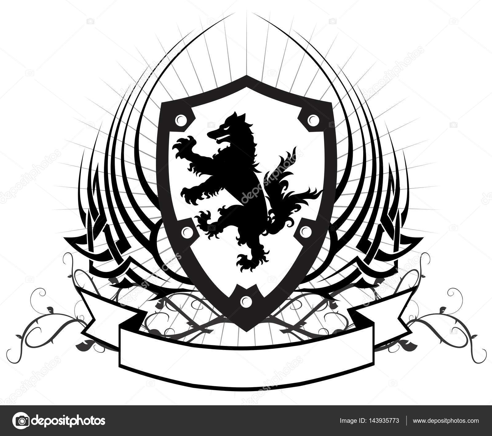Heraldic Wolf Coat Of Arms Crest Tattoo3 Stock Vector C Hayashix23