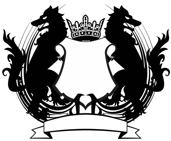 Heraldiska wolf vapensköld crest tatuering — Stock vektor