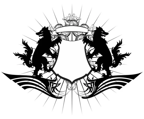 Tattoo2 heraldický vlčí hřeben znak Stock Ilustrace