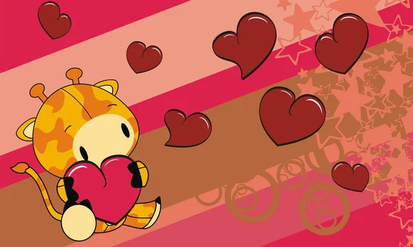 キリン漫画バレンタイン背景 — ストックベクタ