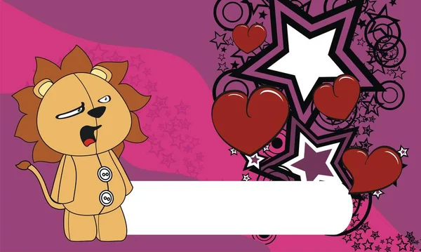 Bello leone cartone animato valentino sfondo — Vettoriale Stock