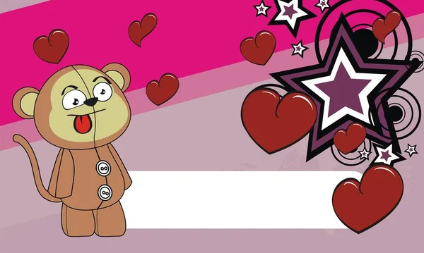 Lovely monkey cartoon valentine background — Stock Vector