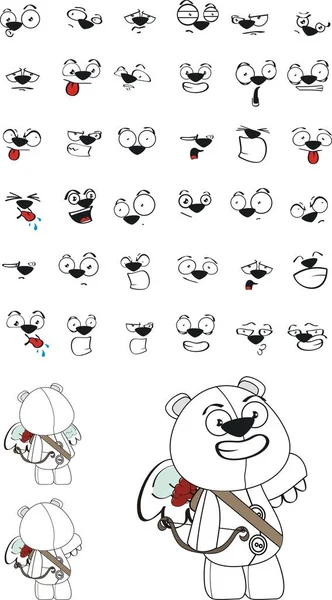 Lindo oso polar cupido expresiones de dibujos animados conjunto — Vector de stock
