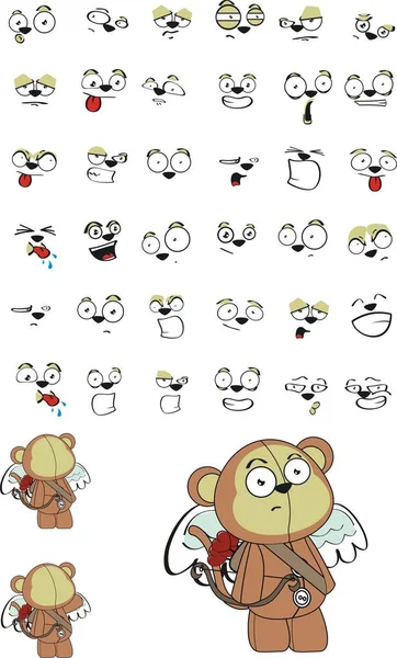 Lindo mono cupido dibujos animados expresiones conjunto — Vector de stock