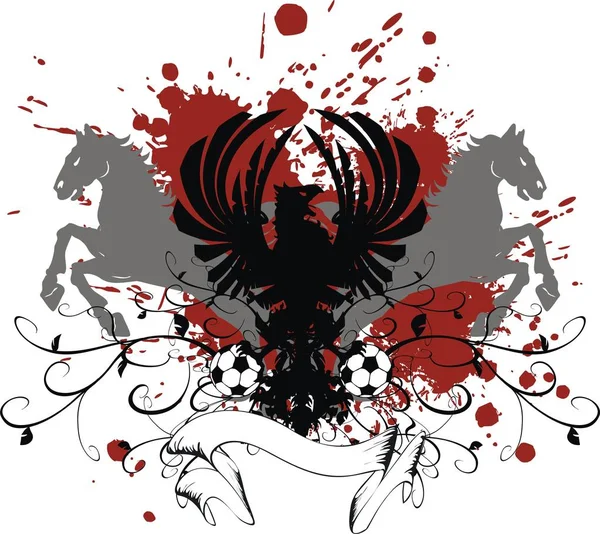 Heraldický fotbalový znak eagle crest tattoo tričko — Stockový vektor