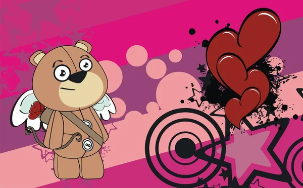 Плюшевый медведь Купидон фон мультфильма — стоковый вектор