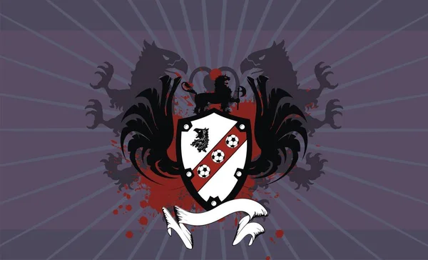 Héraldique gryphon football blason fond — Image vectorielle