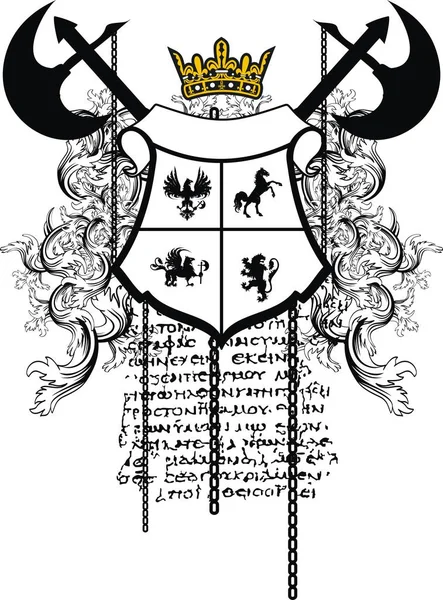Escudo de armas heráldico cresta tatuaje — Vector de stock