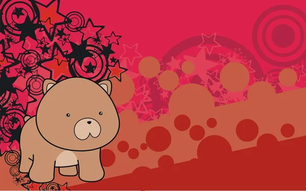 可爱的泰迪熊宝宝卡通背景 — 图库矢量图片