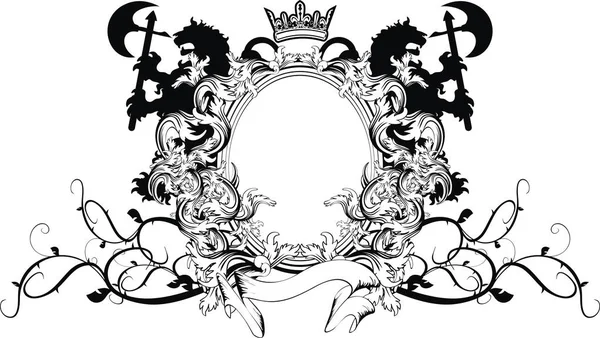 Heraldický lvi znak tetování Stock Vektory