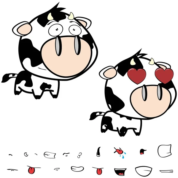 Inlove petite grosse tête vache expressions ensemble — Image vectorielle