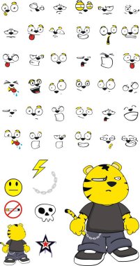 huysuz kaplan peluş çocuk çizgi film ifadeleri ayarla