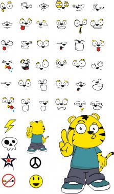 sevimli kaplan peluş çocuk çizgi film ifadeleri ayarla