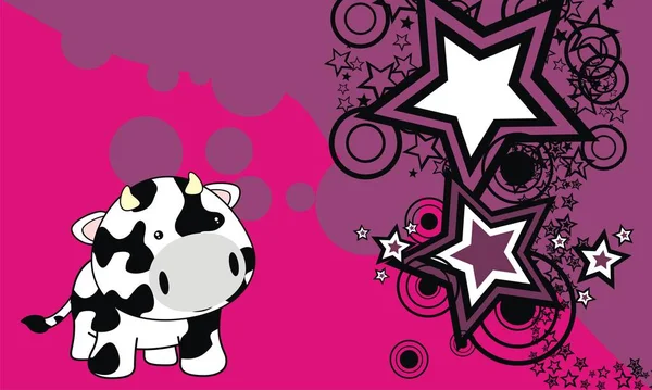 Schattige kleine koe baby cartoon achtergrond — Stockvector