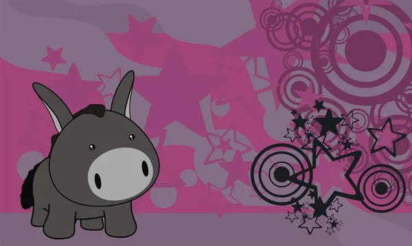 Lindo pequeño burro bebé dibujos animados fondo — Vector de stock