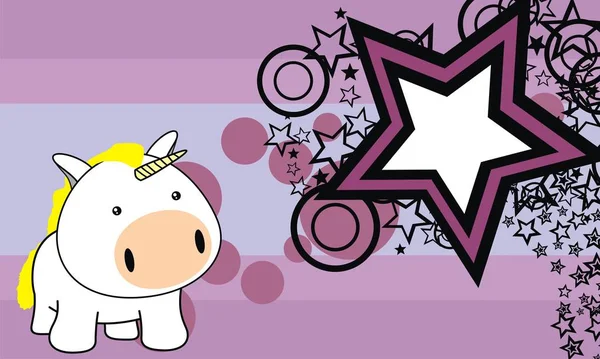 Lucu sedikit unicorn bayi latar belakang kartun - Stok Vektor