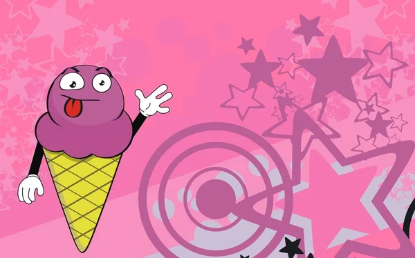 Drôle icecream dessin animé expression fond — Image vectorielle