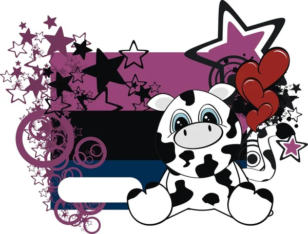 Cute litlle baby krowy pluszowe kreskówka piękny backgorund — Wektor stockowy