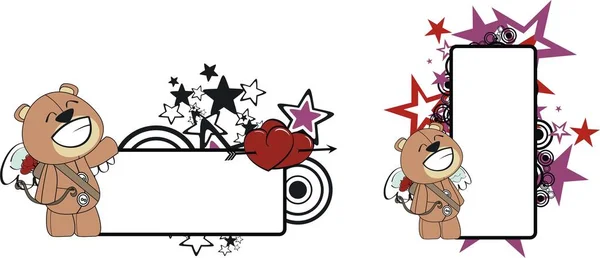 Peluche ours en peluche petit copyspace dessin animé Cupidon — Image vectorielle