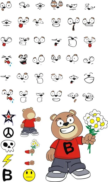 Inlove teddy oso peluche niño dibujos animados emociones conjunto — Vector de stock